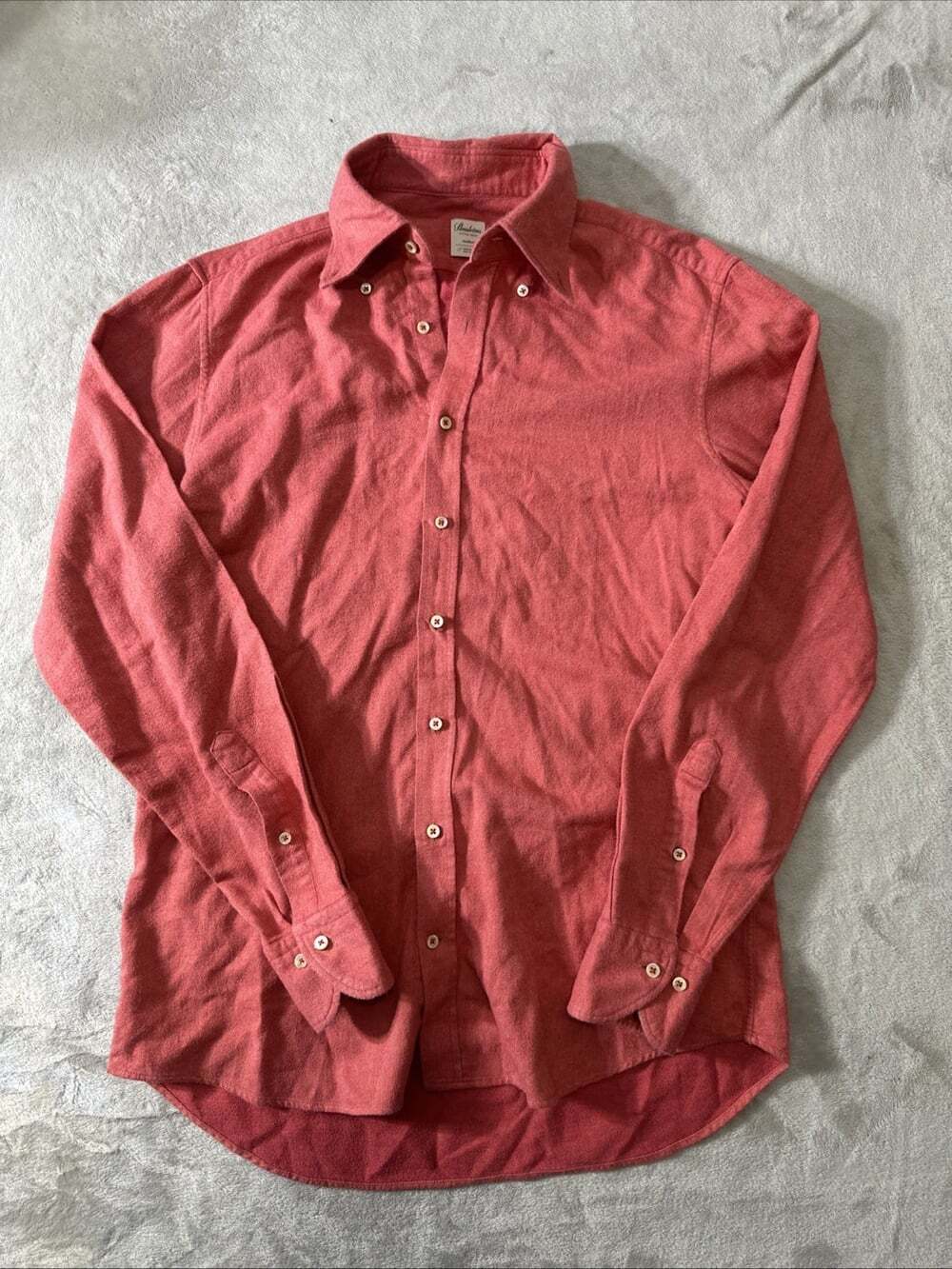 Stenstroms Mens Medium Red Fitted Button Down Shirt 100% Twofold Cotton